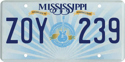 MS license plate ZOY239