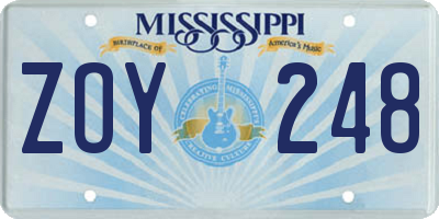 MS license plate ZOY248