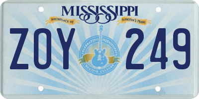 MS license plate ZOY249
