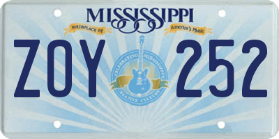 MS license plate ZOY252