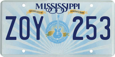 MS license plate ZOY253