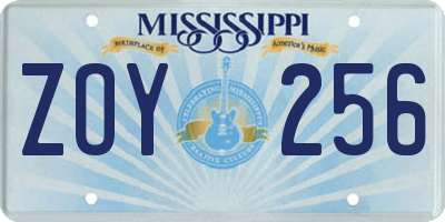 MS license plate ZOY256
