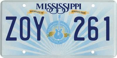 MS license plate ZOY261