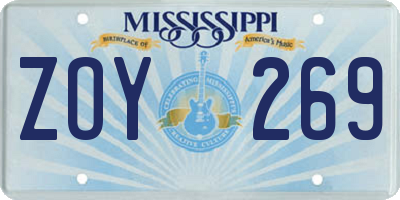 MS license plate ZOY269