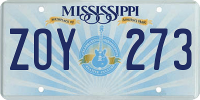 MS license plate ZOY273