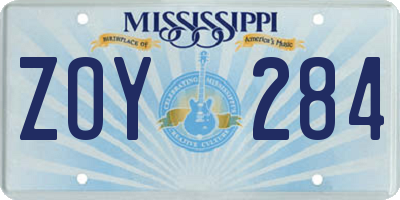 MS license plate ZOY284