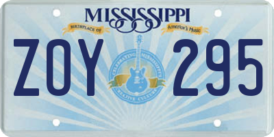MS license plate ZOY295