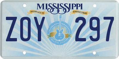 MS license plate ZOY297