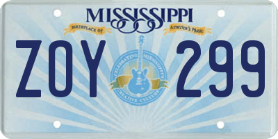 MS license plate ZOY299