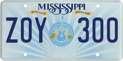 MS license plate ZOY300