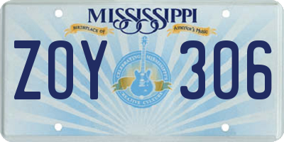 MS license plate ZOY306