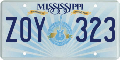 MS license plate ZOY323
