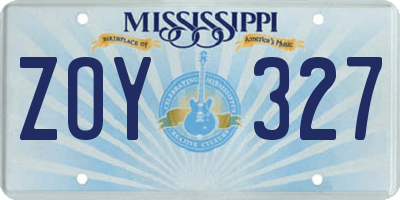 MS license plate ZOY327