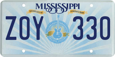 MS license plate ZOY330