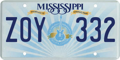 MS license plate ZOY332