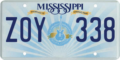 MS license plate ZOY338