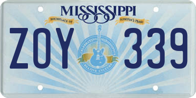 MS license plate ZOY339