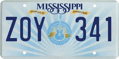 MS license plate ZOY341
