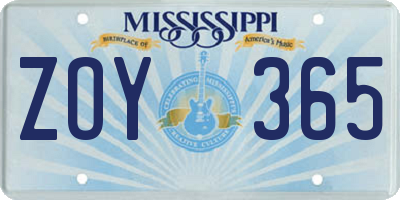MS license plate ZOY365