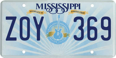 MS license plate ZOY369