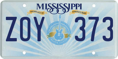 MS license plate ZOY373