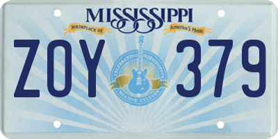 MS license plate ZOY379