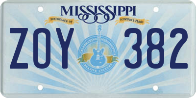 MS license plate ZOY382