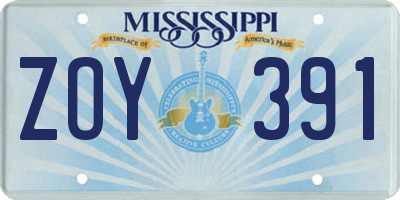 MS license plate ZOY391
