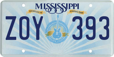 MS license plate ZOY393