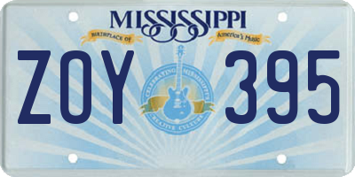 MS license plate ZOY395