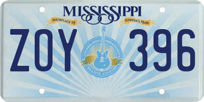 MS license plate ZOY396