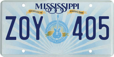 MS license plate ZOY405