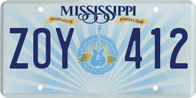 MS license plate ZOY412