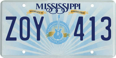 MS license plate ZOY413
