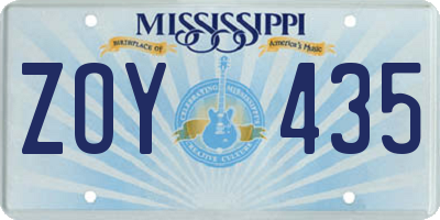 MS license plate ZOY435