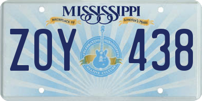 MS license plate ZOY438