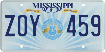 MS license plate ZOY459