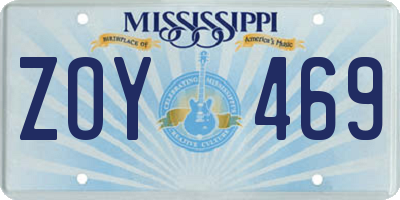 MS license plate ZOY469