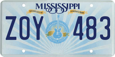 MS license plate ZOY483