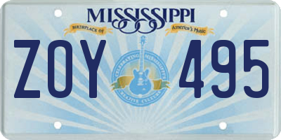 MS license plate ZOY495