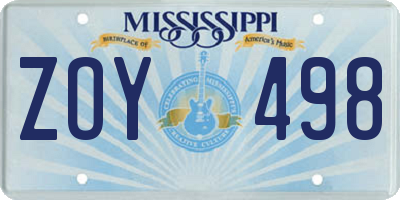 MS license plate ZOY498