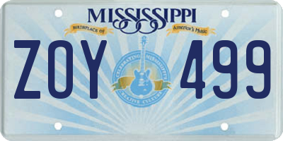 MS license plate ZOY499