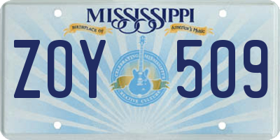 MS license plate ZOY509