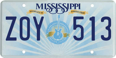 MS license plate ZOY513