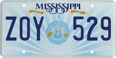 MS license plate ZOY529
