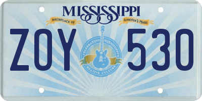 MS license plate ZOY530