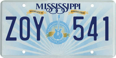 MS license plate ZOY541