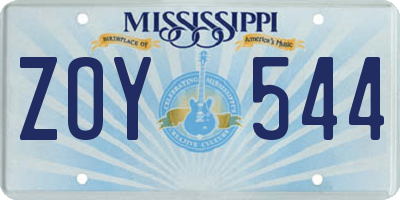 MS license plate ZOY544
