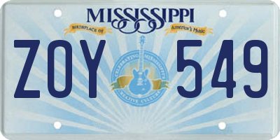 MS license plate ZOY549