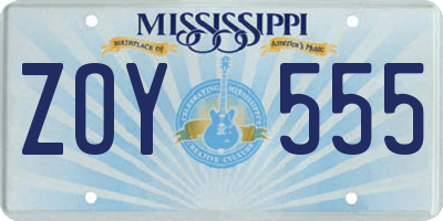 MS license plate ZOY555